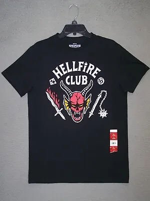 Stranger Things Shirt Adult Medium Black Graphic HELLFIRE CLUB Short Sleeve Mens • $13.19