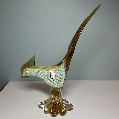 Vintage 13.5” Murano JICO Labeled Glass Pheasant Damage • $25