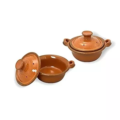 Ancient Cookware Mexican Clay Lidded Cazuela Pot Tiny Terracotta 4 Ounces • $30.95