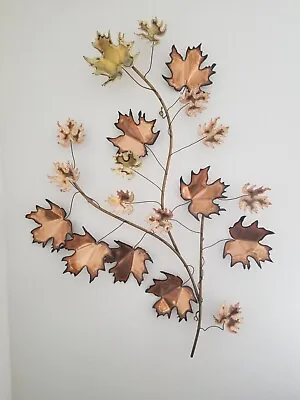 Large Mid Century Modern Autumn Leaves Wall Sculpture 1971 C Jere Signed Art • $395