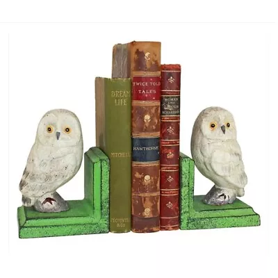 Cast Iron Owl Bookends On Green Base - Antique Style Pair • $79.95