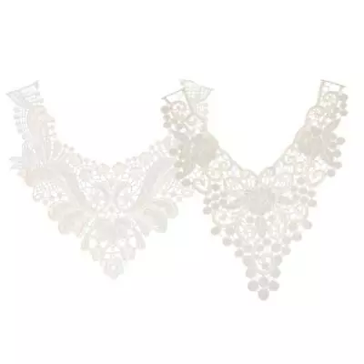 2pcs White Fabric Flower Lace Collar Sewing Applique DIY Detachable Necklace • £5.76
