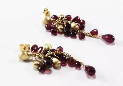 Marco Bicego Acapulco 18k Yellow Gold Red Garnet Cluster Beaded Earrings • $1399