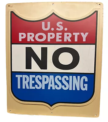 Vintage U.S. Property No Trespassing Raised 3-D Plastic Wall Sign 13.5”x11.5” • $37.99