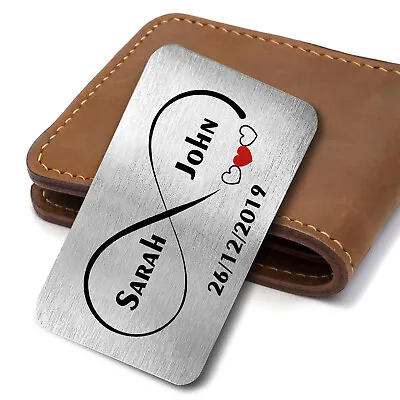 £4.95 • Buy Personalised Love Couple Friendship Metal Card Keepsake Wallet Insert Gift