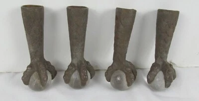$29.99 • Buy Vintage Antique Iron Glass Ball CLAW FOOT Talon Piano Stool FEET Legs (4)