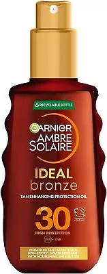 Garnier Ambre Solaire Ideal Bronze Protective Oil Sun Cream Spray SPF30 High S • £11.06