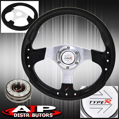 Gunmetal Slim Quick Release + Type-R 320mm Black Fusion Style Steering Wheel • $45.99