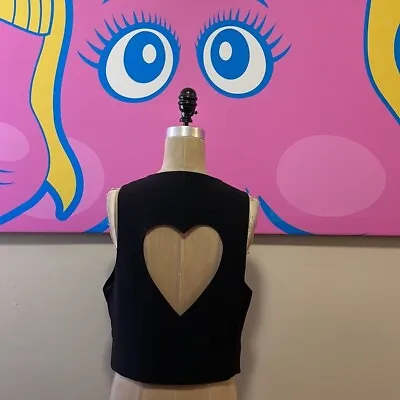 Moschino Cut Out Heart Black Vest XOXO • $555.90