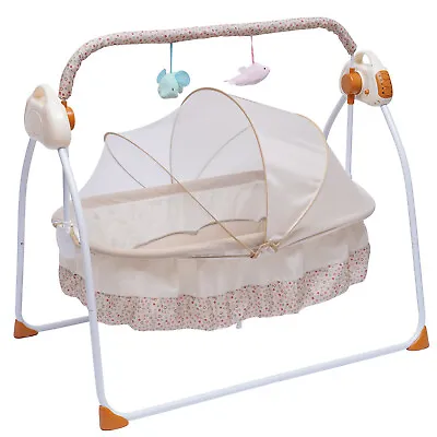 Electric Bassinet Swing Sleeping Bed Baby Crib Music Cradle Infant Bed New • $83