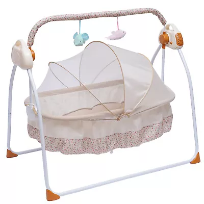 Electric Crib Cradle Newborn Cradle Swings Rocking Chair Bassinet Infant Bed  • £76