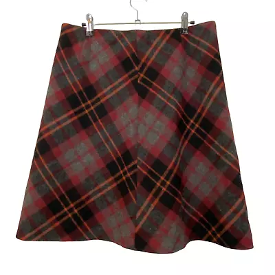 Chadwicks Of Boston Womens Skirt Wool A-Line Lined Red Gray Plaid Size 10P • £19.29