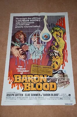 Mario Bava's Baron Blood (1972) - Rare Orig. Us 1-sht Poster • £38