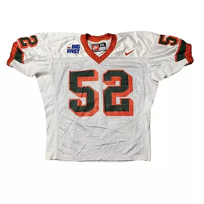 Nike Miami Hurricanes Gamer Football Jersey NCAA Big East #52 Adult Size 50 • $4000