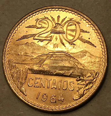 1964 Mexico 20 Centavos Nice Red And Lustrous Lot Of 2 • $7.99