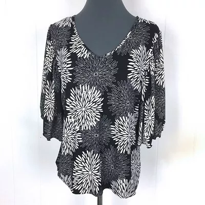 NEW Violet Claire Blouse Women XL Black Floral Stretch Polyester 34x23 • $11.10