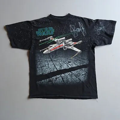 Vintage Star Wars Shirt 90s Adult Large X Wing Tie Fighter Death Star Large Mens • $99