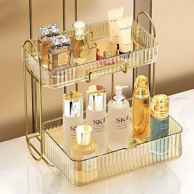 2Tier Pull-out Makeup Organiser Large Cosmetic Storage Box Perfume Display Stand • £11.94