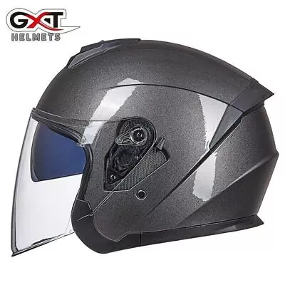 GXT Motorcycle Open Face Helmet Scooter Dual Lens Flip Up Motocross Helmets DOT • $79.99