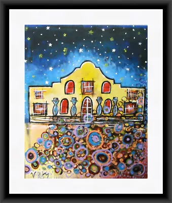 San Antonio Alamo Mexican Folk Art Print Of Original VRMStudios Painting Matted • $40