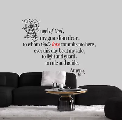 £11.99 • Buy Guardian ANGEL Catholic Christian,prayer Wall Art  DecalS /  StickerS Home Decor