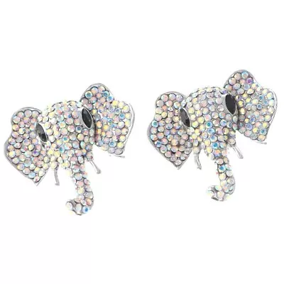 Silver Tone Metal Crystal Rhinestone Post Elephant Earring ER2407-SAB • $13.99