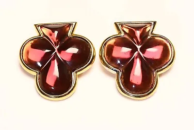 Vintage Yves Saint Laurent Paris YSL Purple Lucite Large Spade Earrings • £514.67