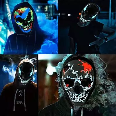 Purge Mask Light Up Cosplay LED Mask Halloween Party Props Face Mask For Adults • $18.98