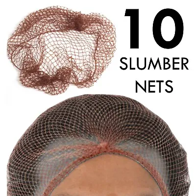 10 X BROWN SLUMBER NETS Brunette Hair Bun Cover Sleep Catering Dance Mesh Snood • £7.98