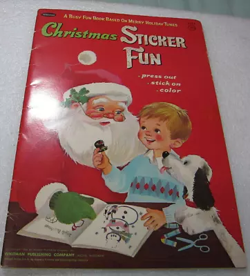 Vintage Christmas Sticker Fun Whitman 1966 Busy Fun Book Holiday 29 Cents • $10.99