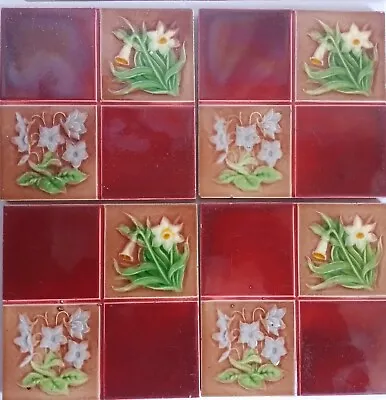 Four Edwardian Quarter Pane Tiles  • £75