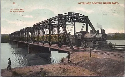 Overland Limited On The Santa Fe Going East Near Savanna Illinois 1910 • $6.95