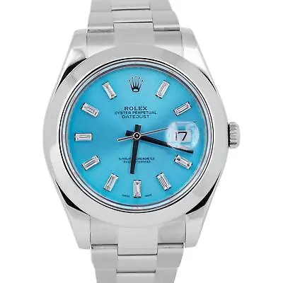 MINT Rolex DateJust II 41mm BLUE DIAMOND Stainless Steel Oyster Watch 116300 • $8493.48