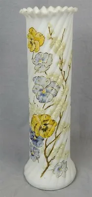 MONUMENTAL Mt. Washington Vase With Handpainted Pansies 17.5  Inches • $80