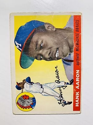 1955 Topps #47 Hank Aaron Milwaukee Braves 2nd Year • $250