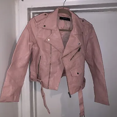 $12.99 • Buy Zara Basic Jacket, Women's Size XS, Pink, Cropped, Faux Leather, Moto Outerwear