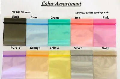 100 SMALL BAGGIES  1010 ALL COLORS AND CLEAR MINI Resealable POLY BAGS • $8.65