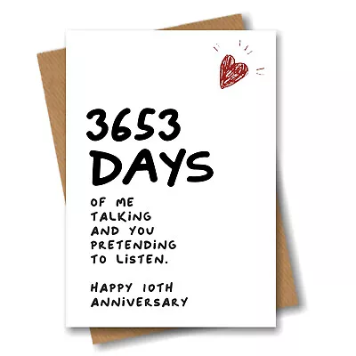 10th Anniversary Card 3653 Days Of Talking Him Husband Boyfriend Wedding 10 Year • £2.99