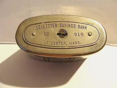 1930s ADVERTISING LEICESTERMASS AUTOMATIC RECORDING SAFE Co. MULTI COIN BANK • $9.99