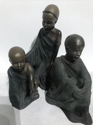 £69.27 • Buy Soul Journeys Maasai “Njeri” , “Mtoto” & “Nafula” Tribal Figurines Warrior 2000