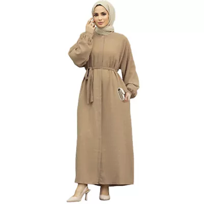 Islamic Women Muslim Maxi Dress Long Sleeve Kaftan Abaya Caftan Casual Dresses • $59.03