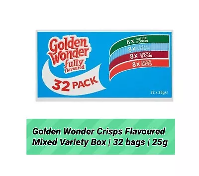 £12.49 • Buy Golden Wonder Crisps Mixed Variety Box | 32 Pack | 25g |