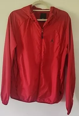 Nike Air Jordan Jacket Mens Size Large Red Full Zip Hooded Windbreaker • $25.99