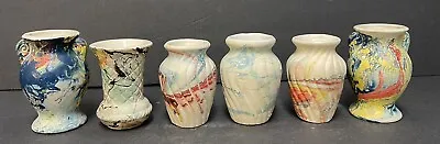 6 Vtg 40's Morton Pottery End Of Day Multicolor Swirl Urn Vase Carnival Mini Lot • $49.99