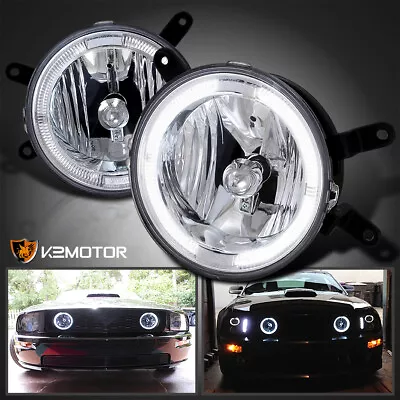 Fits 2005-2009 Ford Mustang GT Clear Halo Fog Lights Driving Lamps Pair Lamps • $98.38