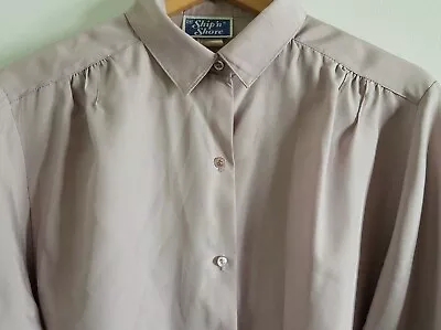 Vintage Ship N Shore Blouse Top Solid 14 Button Up Long Sleeve Secretary Office  • $7.64