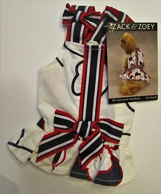 Zack & Zoey ALL-AMERICAN DOG SUNDRESS XXS NEW Red/White/Blue NWT Patriotic Pet • $19.98