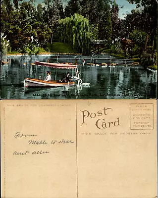 East Lake Park Los Angeles CA White Swan Boat With Canopy Bridge Unmailed • $1.89