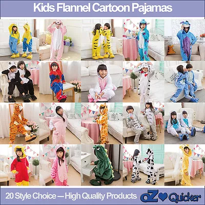 Kids Fleece Unisex Kigurumi Animal Pajamas Cosplay Costume Sleepwear • $25.96