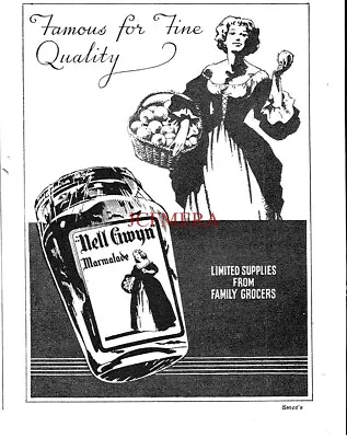 Original 'NELL GWYNN' Marmalade ADVERT (3) Small Vintage 1940s Print Ad 162/148 • £2.47